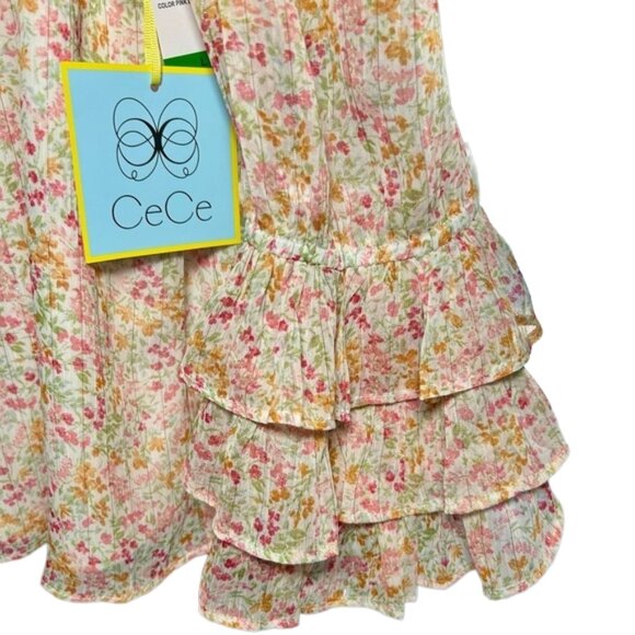 NWT CeCe Off Shoulder Smocked Floral Ruffle Cuff Blouse L Romantic Boho - Picture 5 of 13